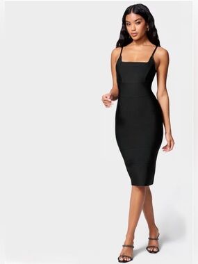 NWT bebe Luxe Bandage Square Neck Midi Dress